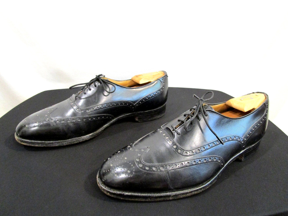 Johnston & Murphy Aristocraft Black Leather Wingtip Oxford Dress Shoes 10.5 E/C